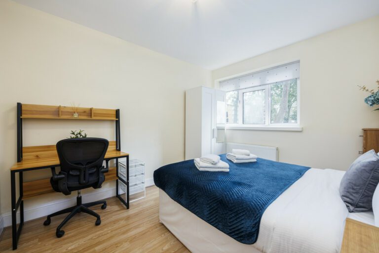 Bed and seating area