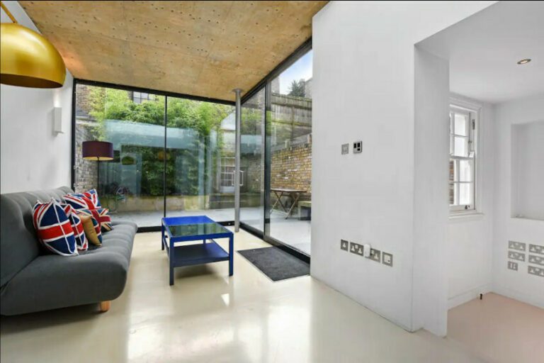 AV living room with glass